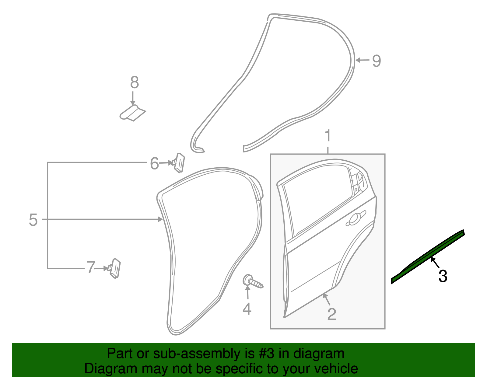 Driver Side Door Window Outer Weatherstrip - GM (96649130)