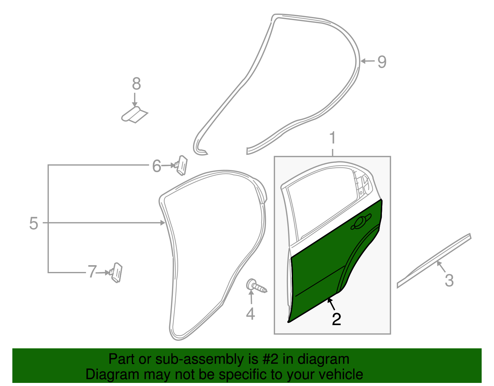 Driver Side Rear Door Outer Panel - GM (96897347)
