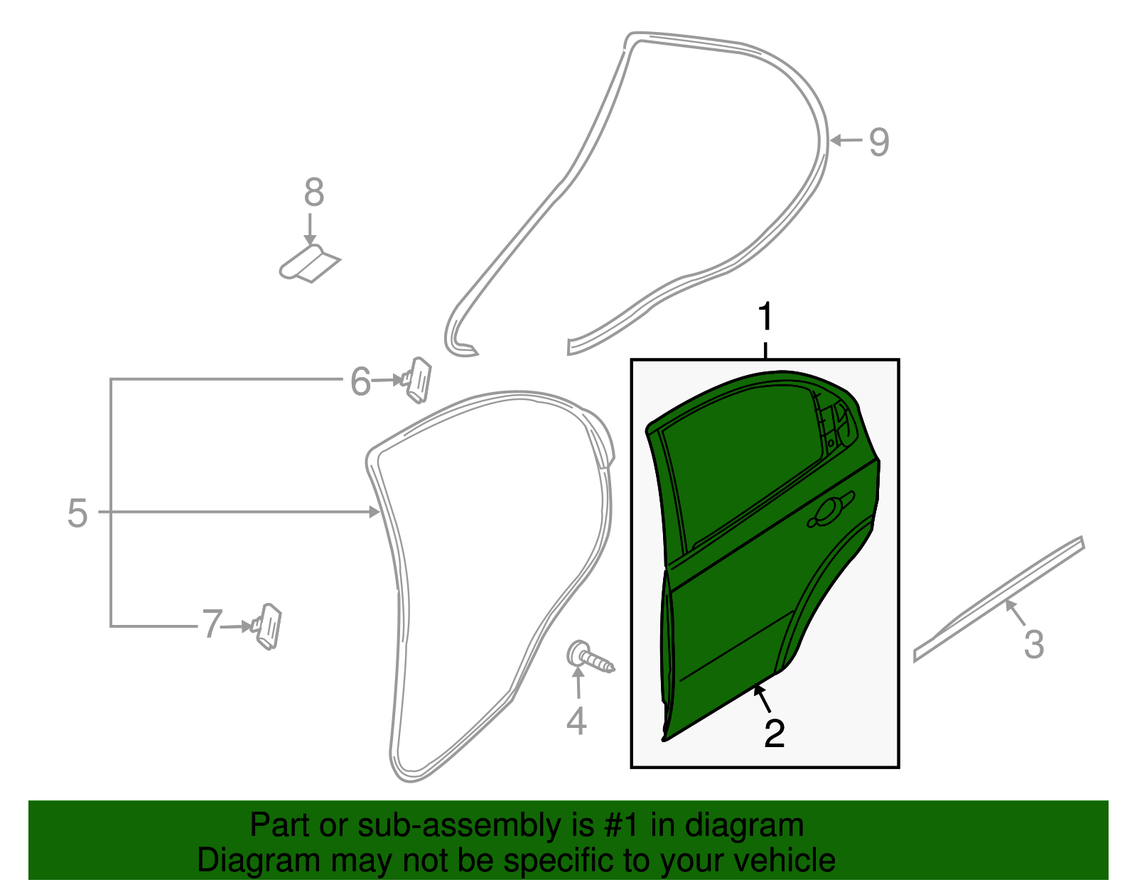 Passenger Side Rear Door - GM (96942268)
