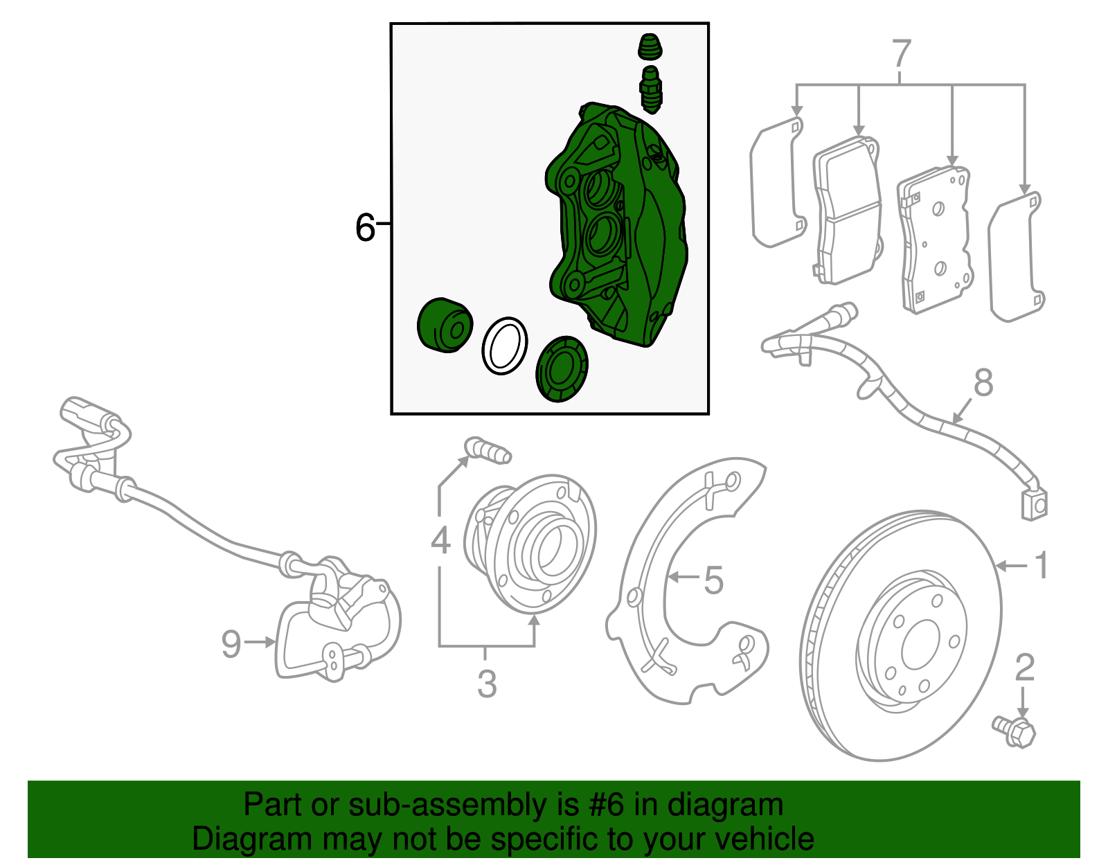 Front Driver Side Disc Brake Caliper Assembly - GM (84089078)