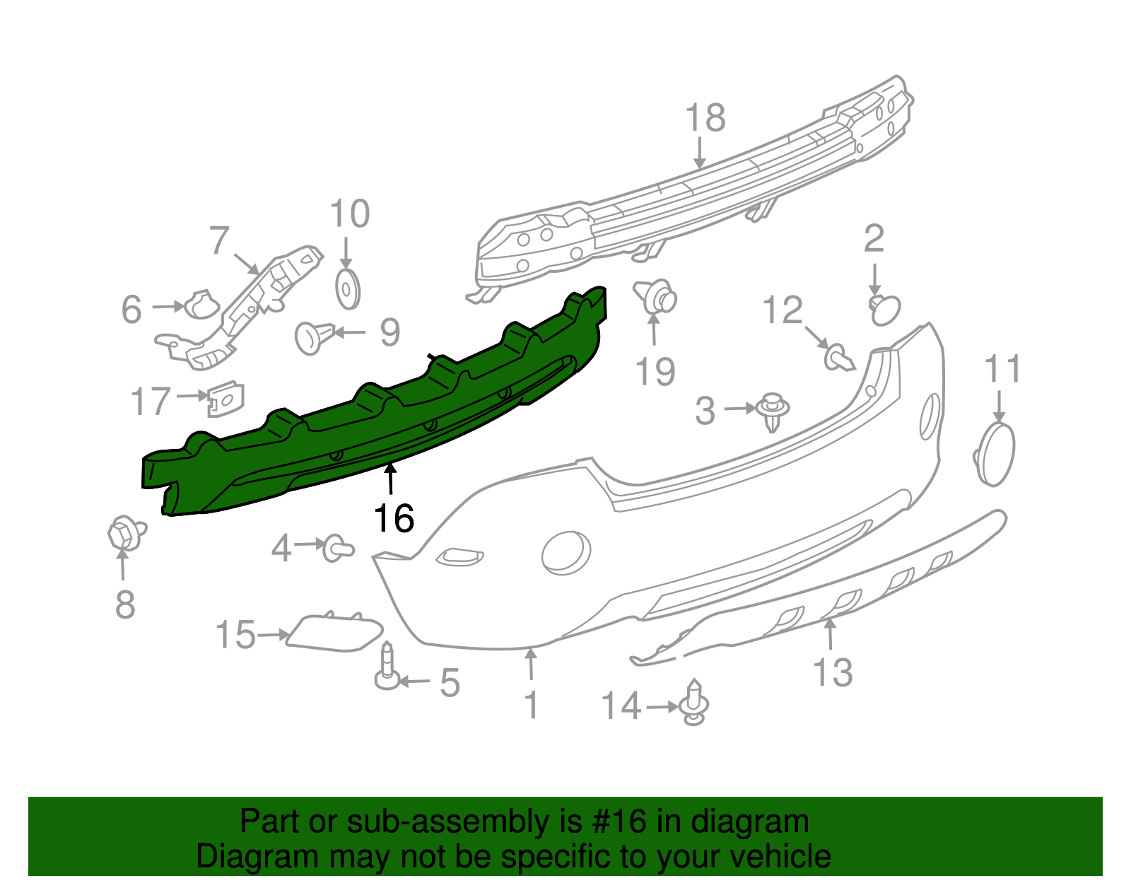 Rear Bumper Energy Absorber - GM (96660569)