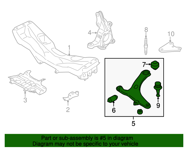 20122016 Subaru Impreza Lower Control Arm 20202FJ011 Subaru Parts