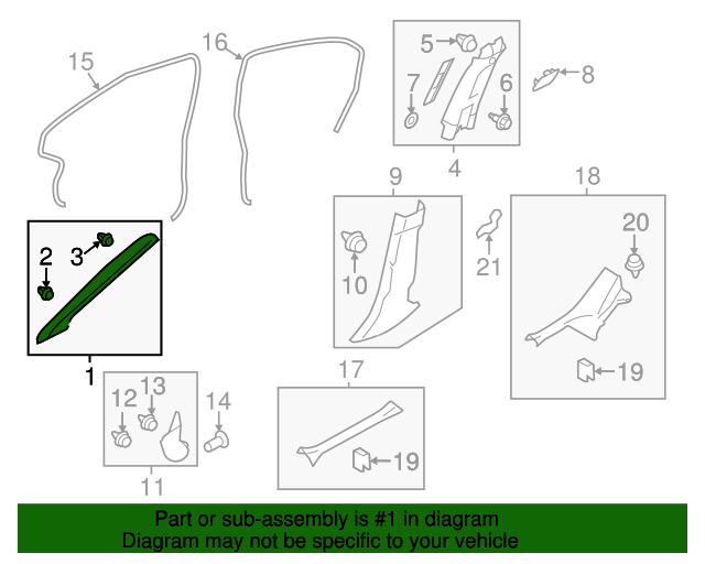 20142017 Subaru Windshield Pillar Trim 94010FJ050ME Subaru Parts Store