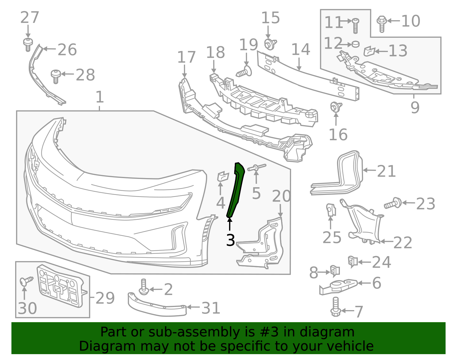 2016-2024 Chevrolet Camaro Front Bumper Fascia Reinforcement 84140556 ...