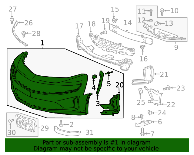 20192023 Chevrolet Camaro Primed Front Bumper Fascia Package 84543060