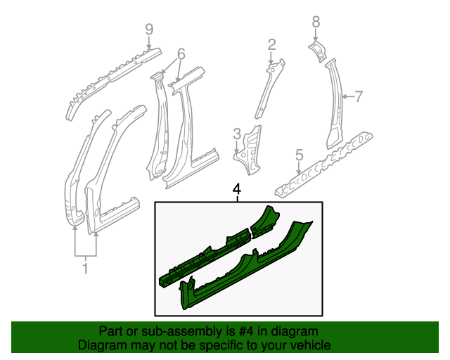 20032008 Subaru Forester Rocker Panel 51449SA0129P Subaru Parts Store