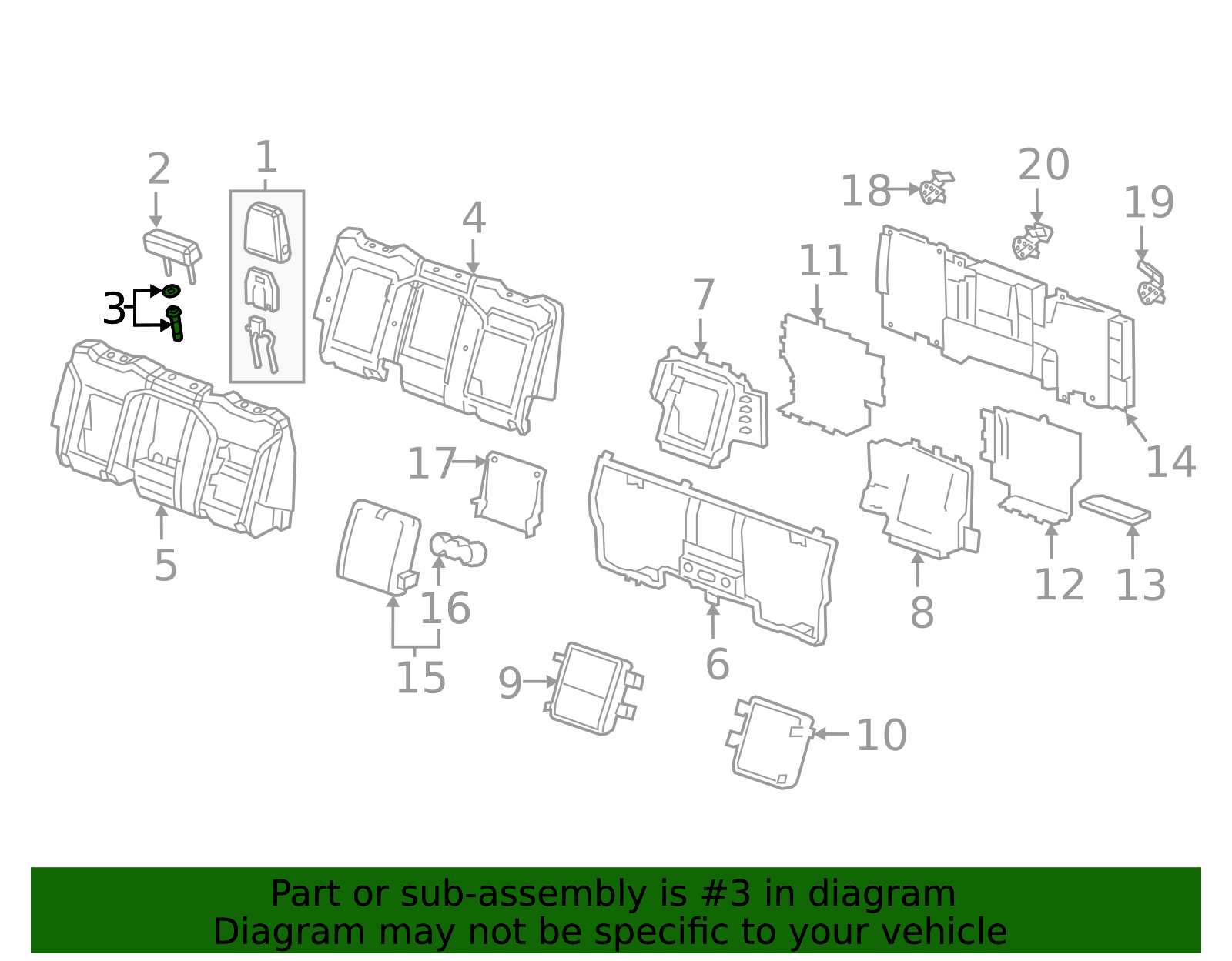 Rear Seat Head Restraint Guide - GM (84344926)