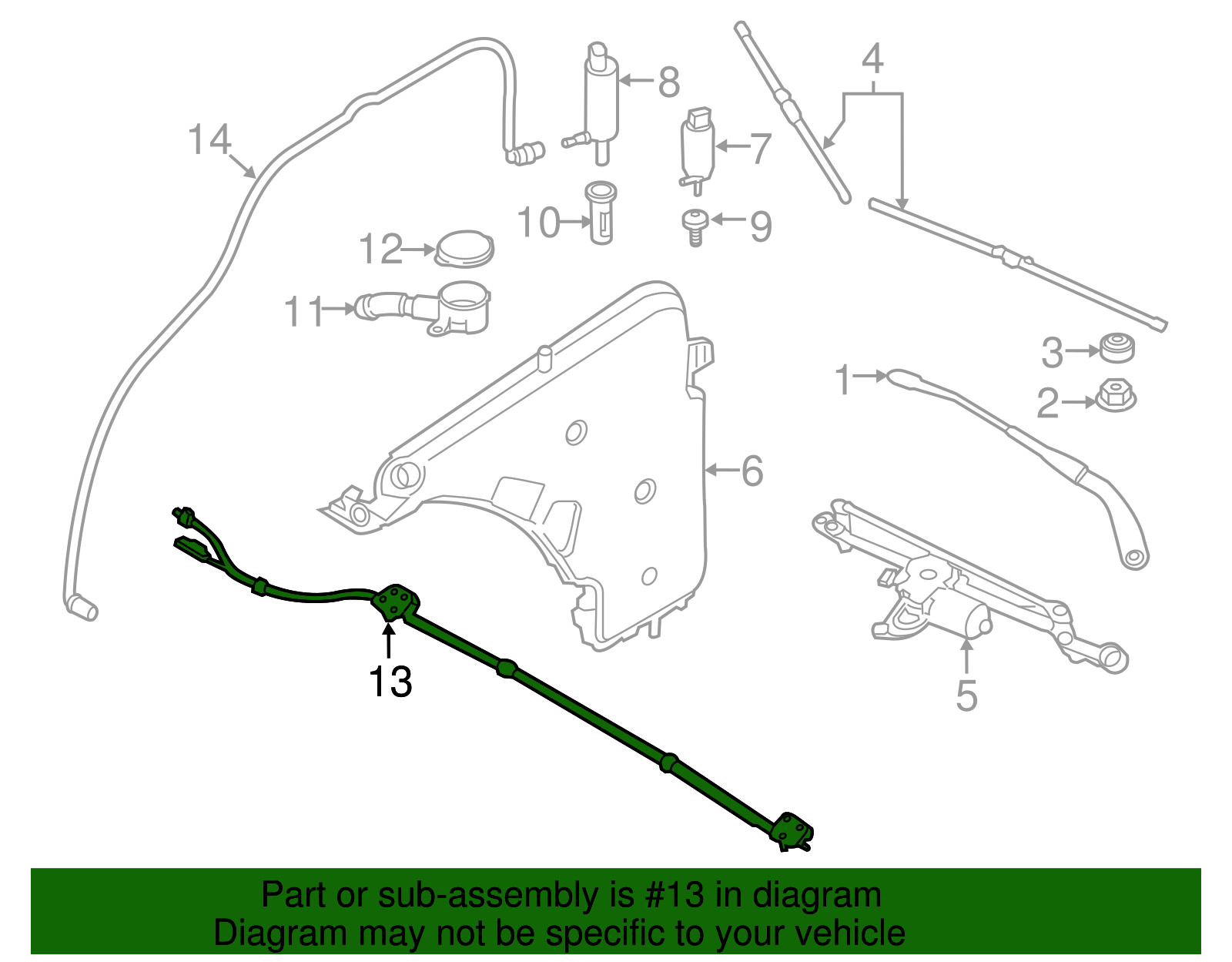 61667276500 - 2012-2019 BMW Washer Nozzle Hose Assembly (61