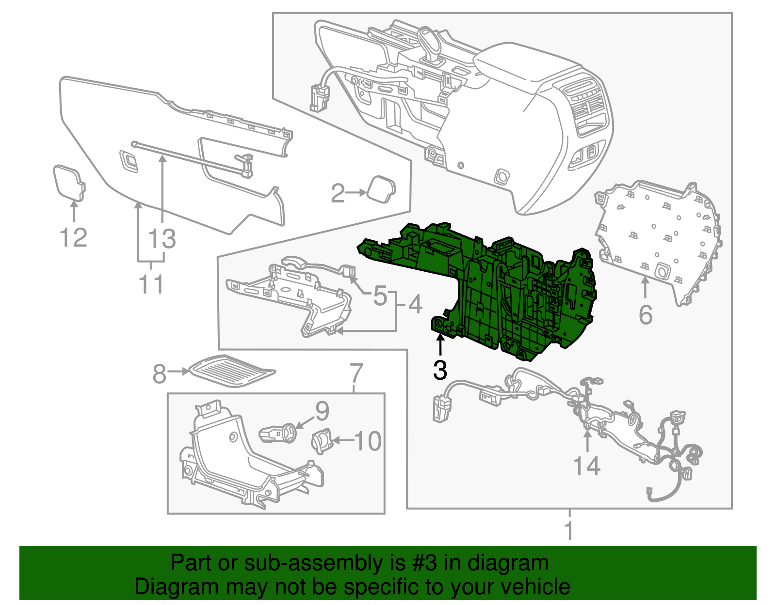 Console Assembly-F/Floor Lower *Jet Black - GM (84093685)