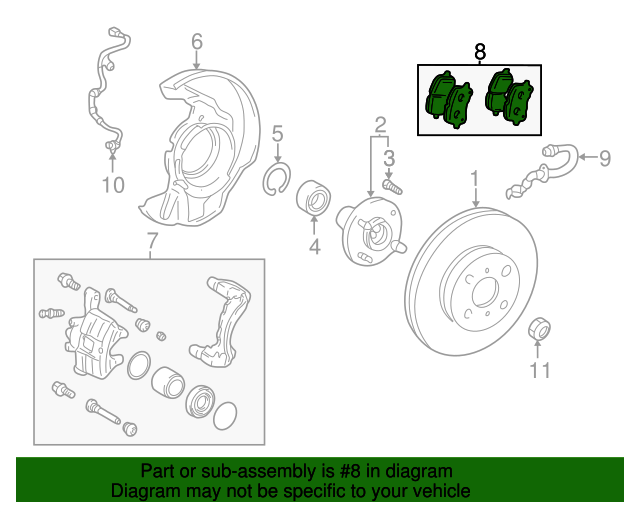 Genuine Toyota 2003-2008 Corolla /& Matrix Front Brake Fitting Kit 04947-02130