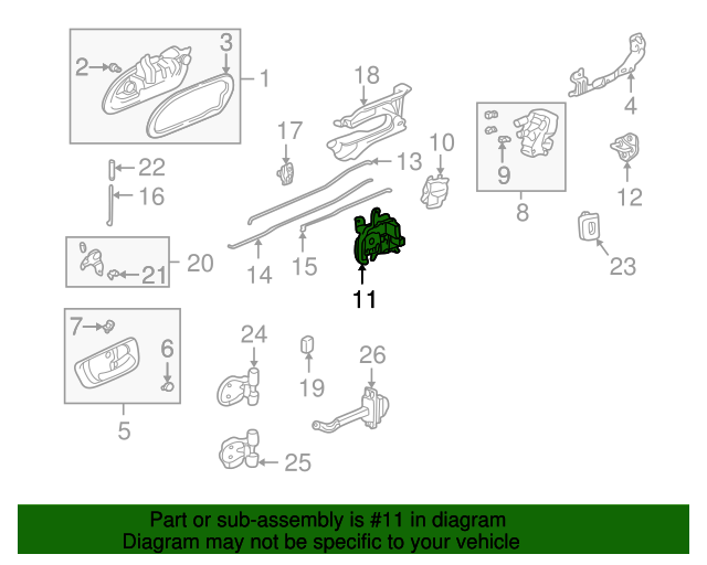 72655S84A11 Actuator Assembly, L Rear Door Lock 19982002 Honda