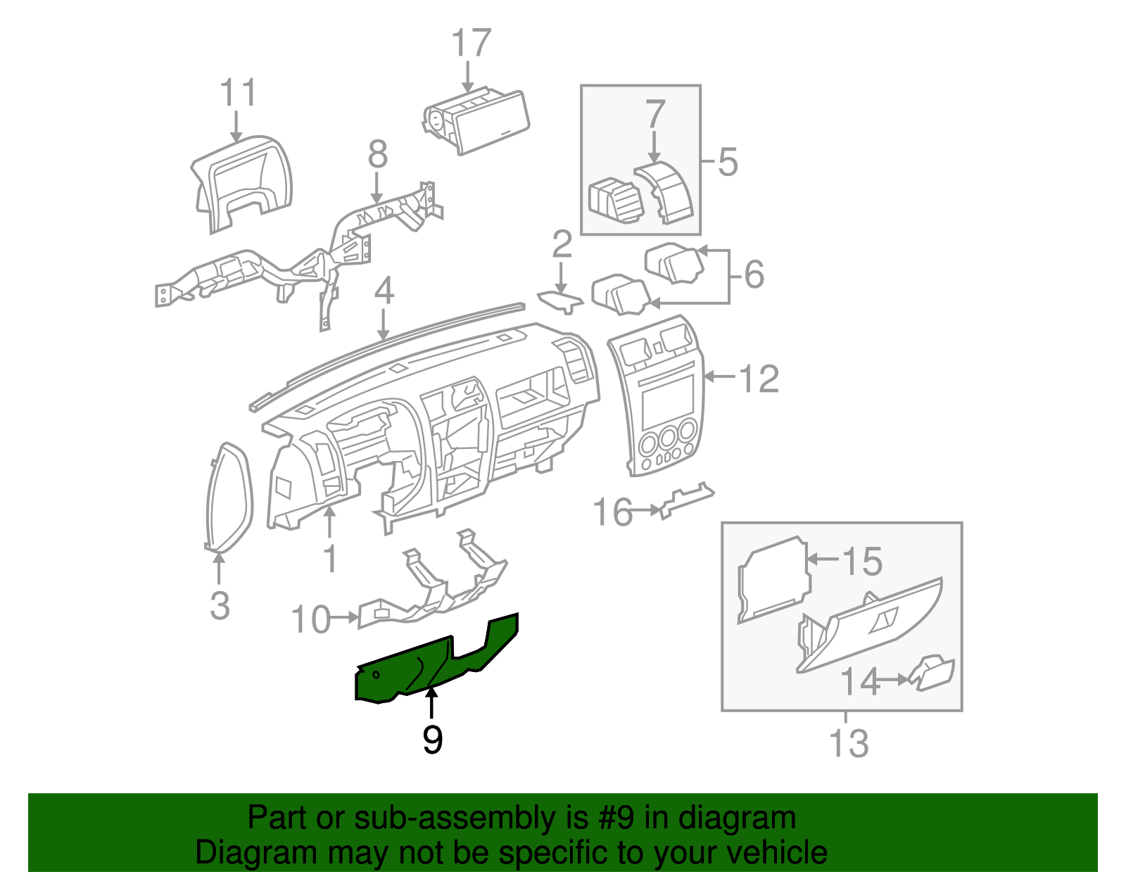 Cover-I/P Drvr Knee Bols *Ebony - GM (15828903)