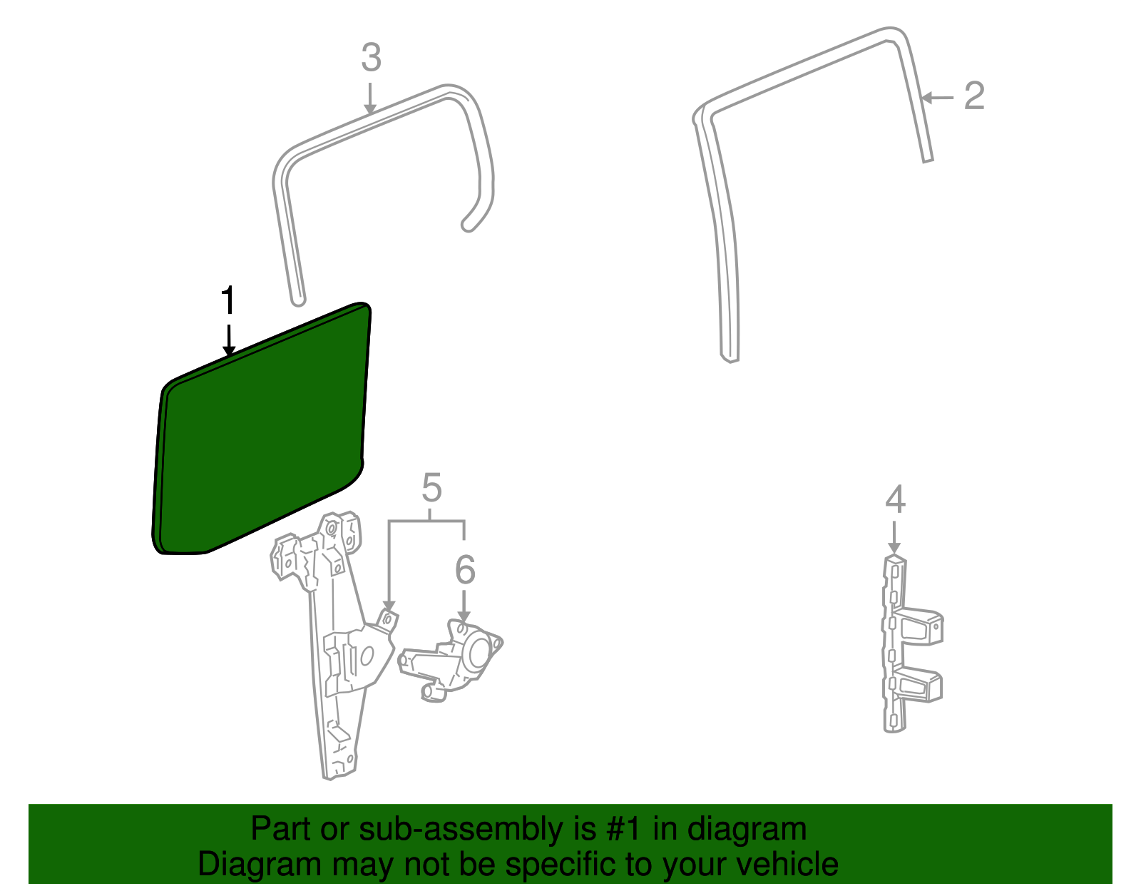 Driver Side Rear Door Window - GM (93355089)