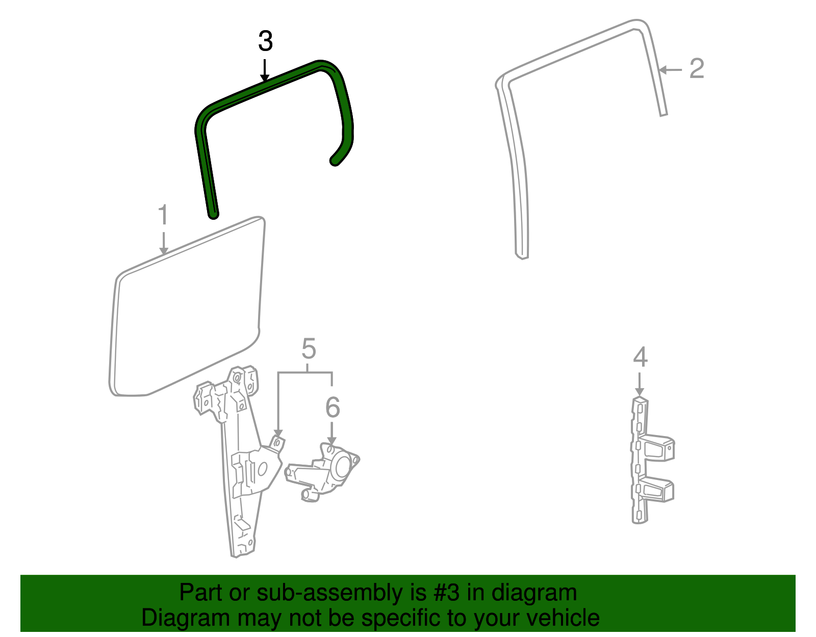 Rear Side Door Window Inner Weatherstrip - GM (93355110)