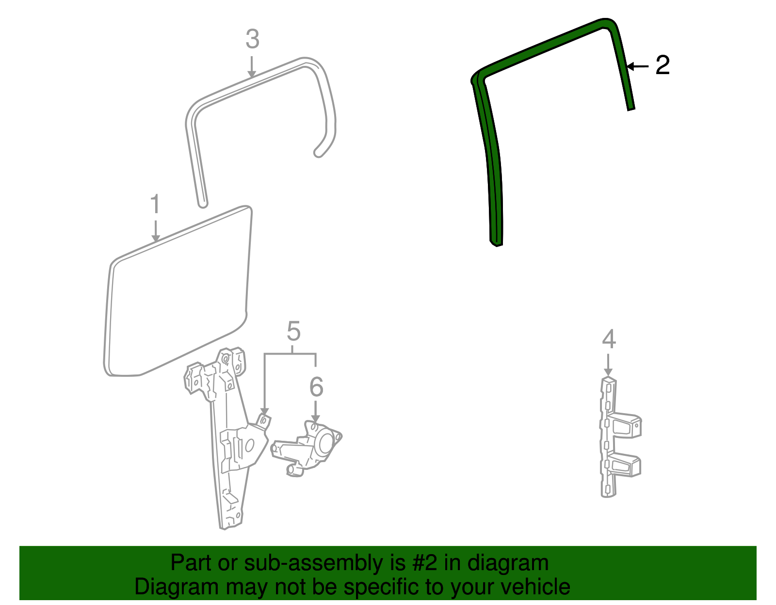 Rear Driver Side Door Window Outer Weatherstrip - GM (94724097)