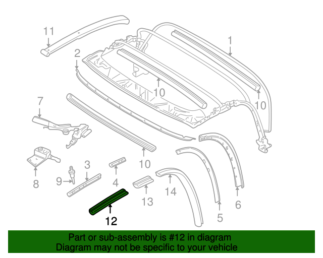 54318397657 19962002 BMW Z3 Window Guide (54318397657) BMW of South Atlanta Parts
