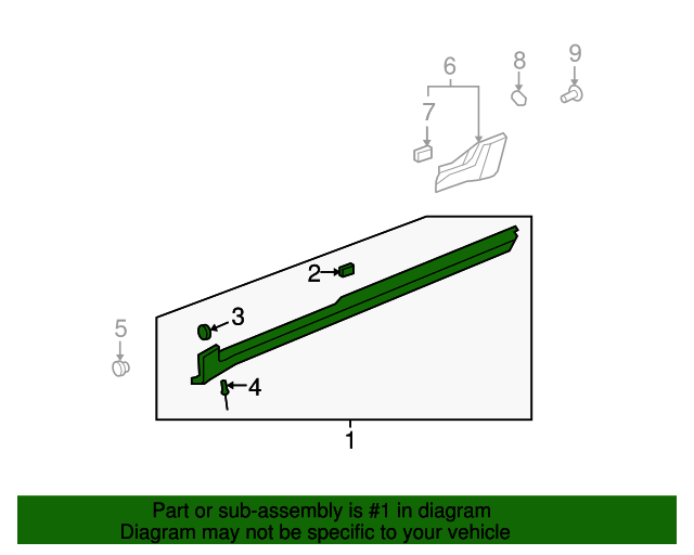 20767208 GM Black Passenger Side Rocker Panel Front Molding GM Parts
