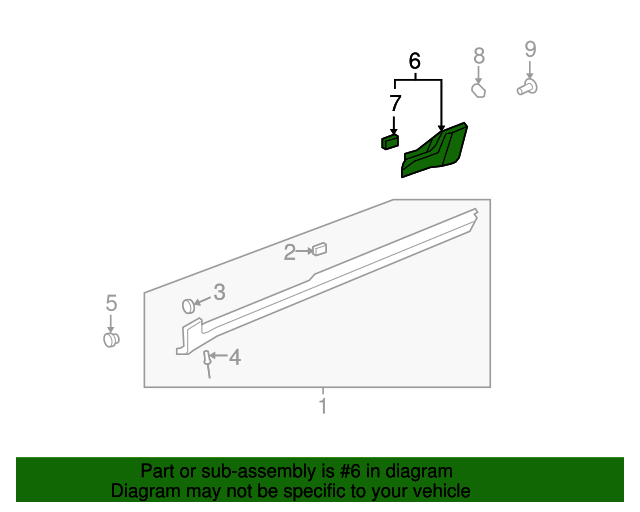25895223 Black Driver Side Rocker Panel Rear Molding 20072017 GM