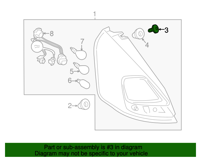 20112019 Ford Fiesta Tail Lamp Assembly Screw W713090S307 Blue