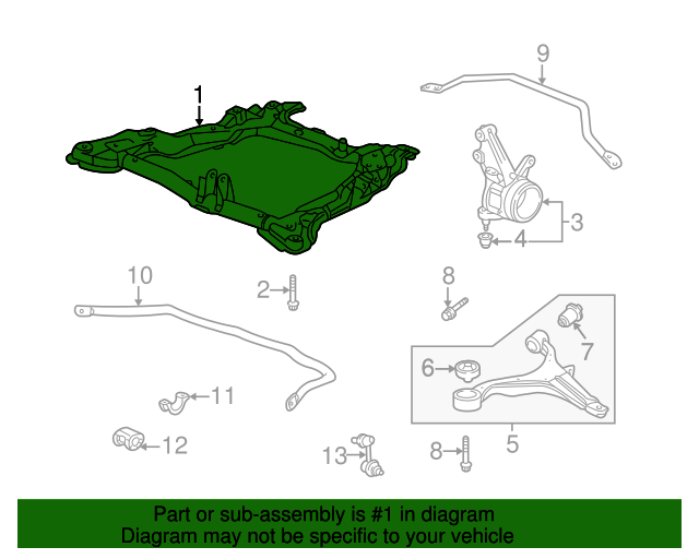 20032011 Honda Element SubFrame, Front Suspension 50200SCVA02 hondapartswd