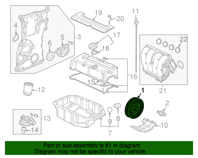 13810R40A01 Crankshaft Pulley 20082015 Honda Genuine Honda Parts