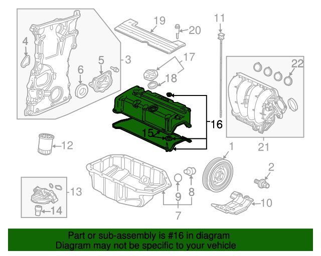 20082015 Honda Gasket, Head Cover 12341R40A00 Honda Parts Online