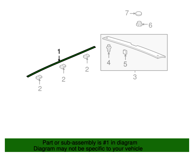 74316SJCA00ZA Molding Assembly, L Roof *NH70* (Flat Black) 2006
