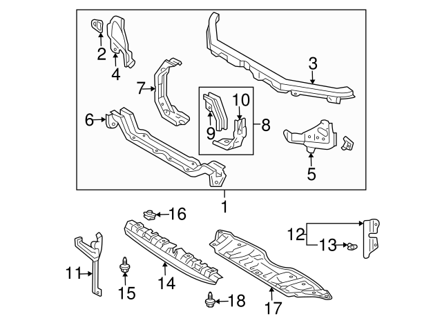 Toyota 53205-06020 Radiator Support Sub Assembly