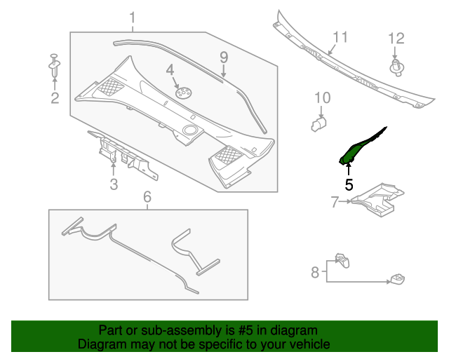 Genuine Cowl Grille Side Cover for 20102017 Volvo XC60 Part