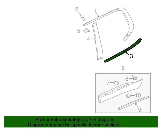 20182023 Chevrolet Traverse Bright Rear Driver Side Door Window Belt