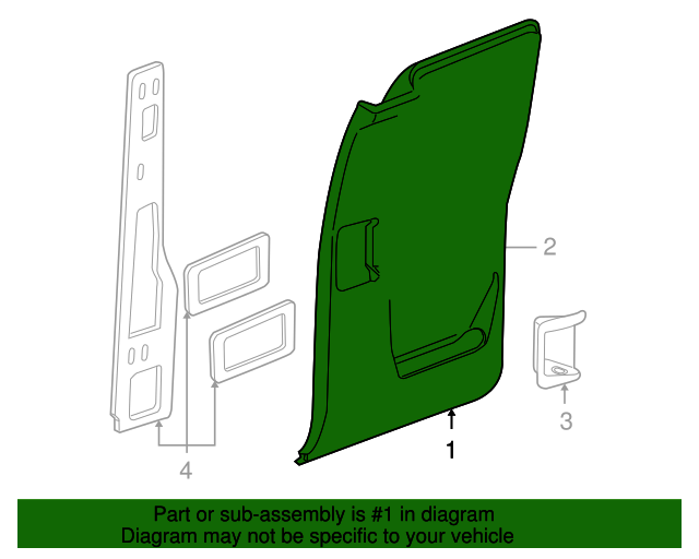 20032007 GM Very Dark Pewter Rear Passenger Side Door Trim Panel