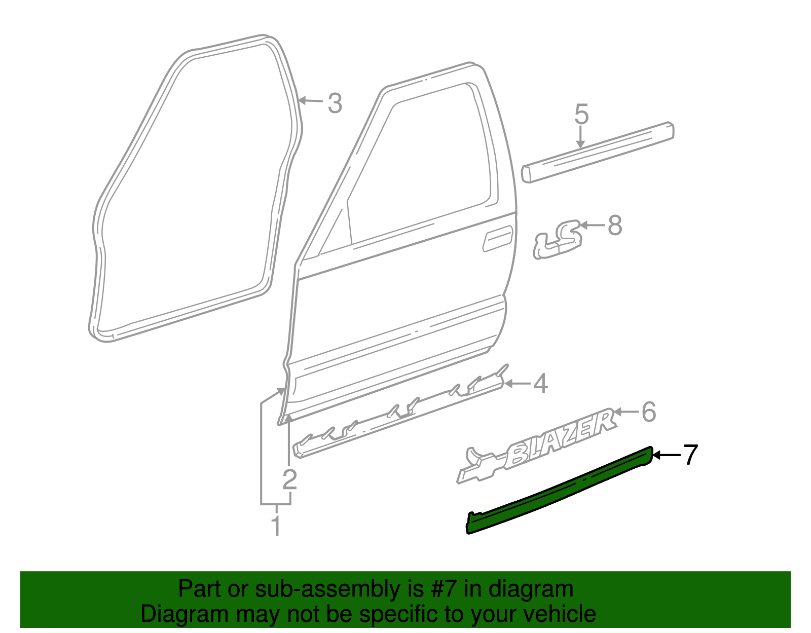 Molding Assembly, Front S/D Lower (Right-hand)   <Use 1C5N 0260A> - GM (88935314)