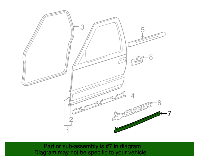 20022005 Chevrolet Blazer Lower Molding 15090382