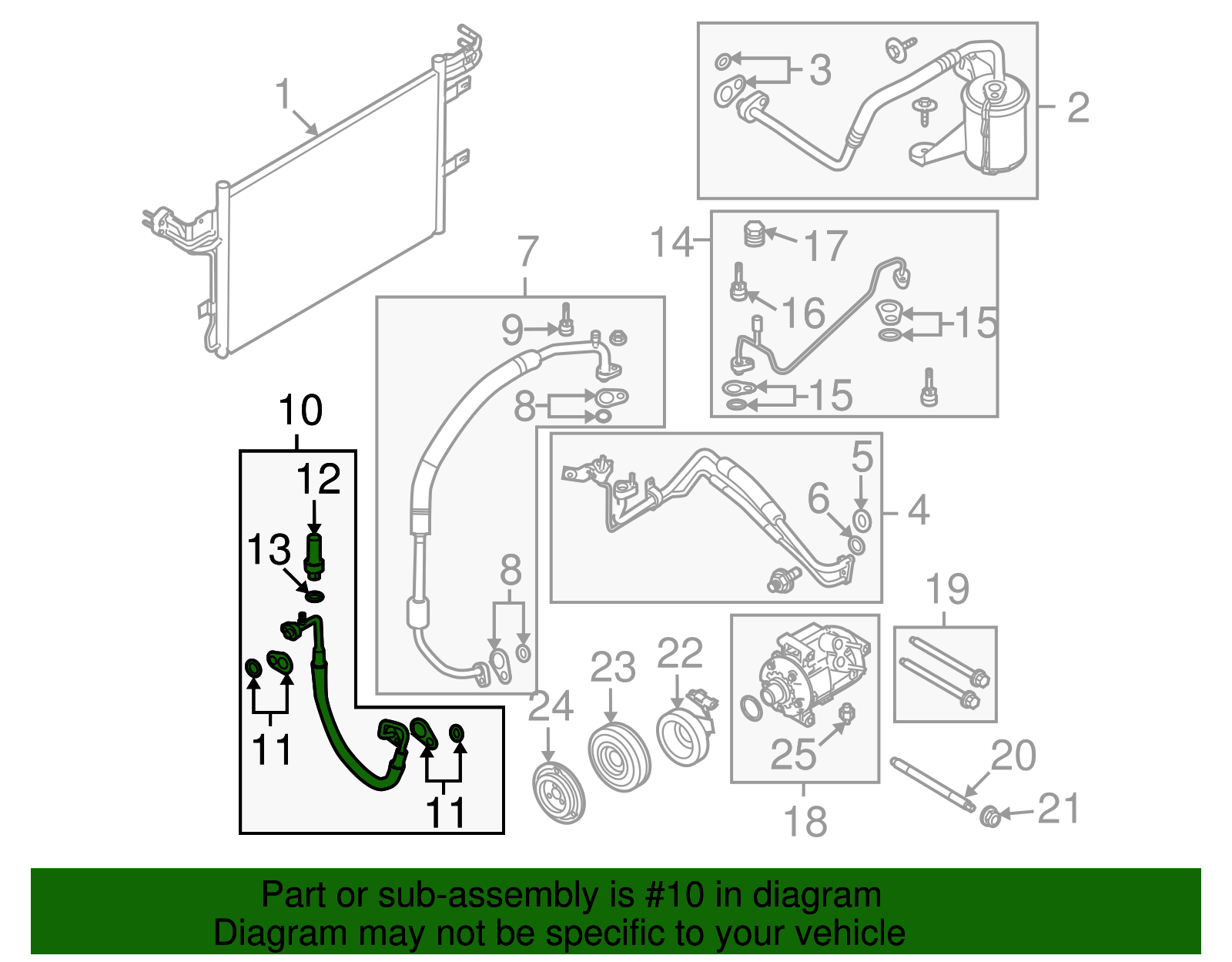 Motorcraft™ A/C Refrigerant Discharge Hose - Ford (YF-3490)
