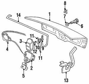 E6DZ5440182A - Body: Cylinder &amp; Keys Clip for Ford: Crown Victoria, Taurus, Tempo, Thunderbird | Mercury: Cougar, Topaz Image