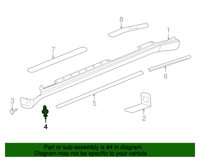 20022009 GM Rocker Panel Molding Retainer 11562300
