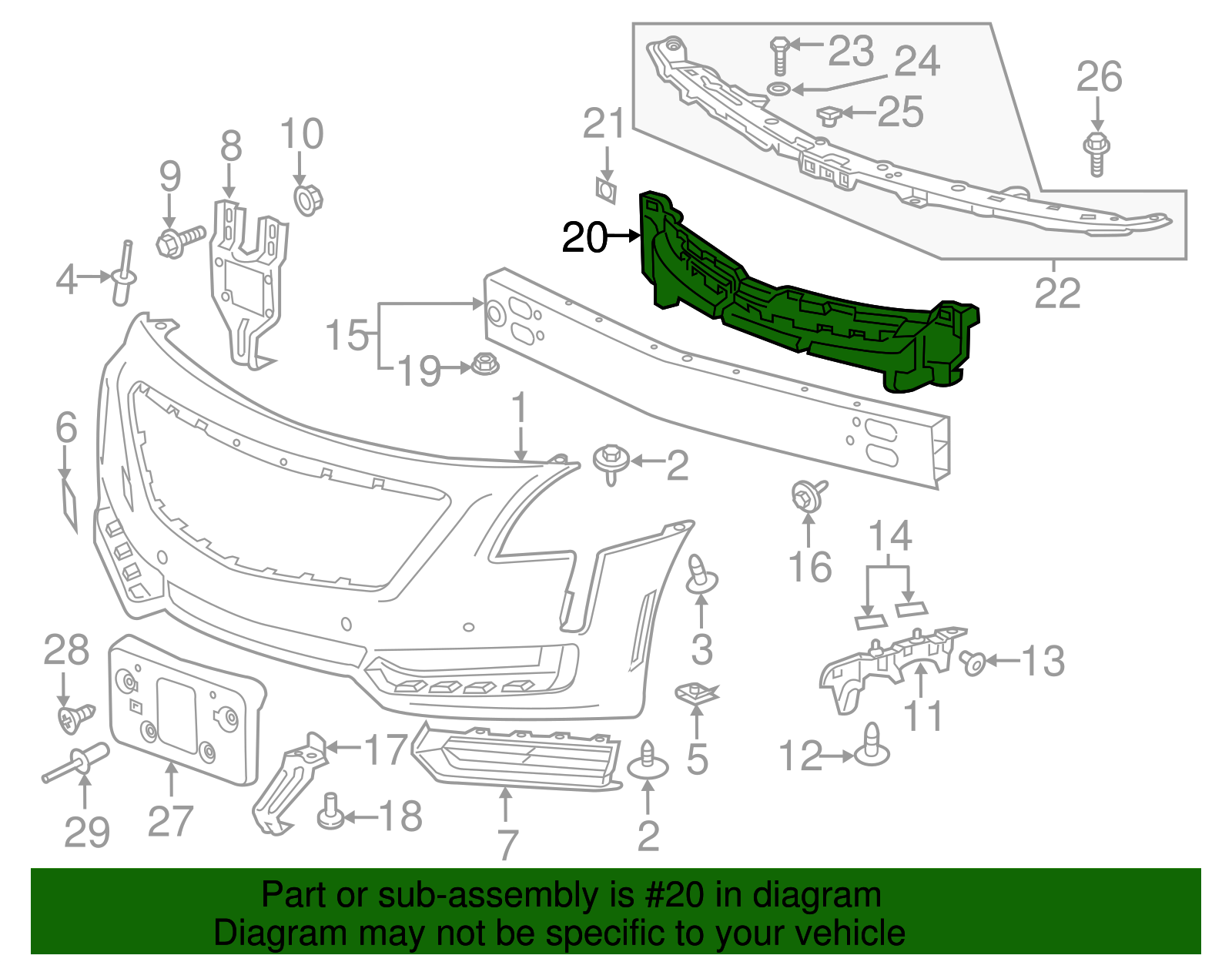 Front Bumper Fascia Energy Absorber - GM (84089979)