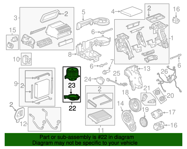 20102016 Cadillac SRX Heating and Air Conditioning Blower Motor with