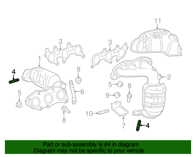 20092020 Toyota Exhaust Manifold Stud or Bolt 90126A0011 Toyota