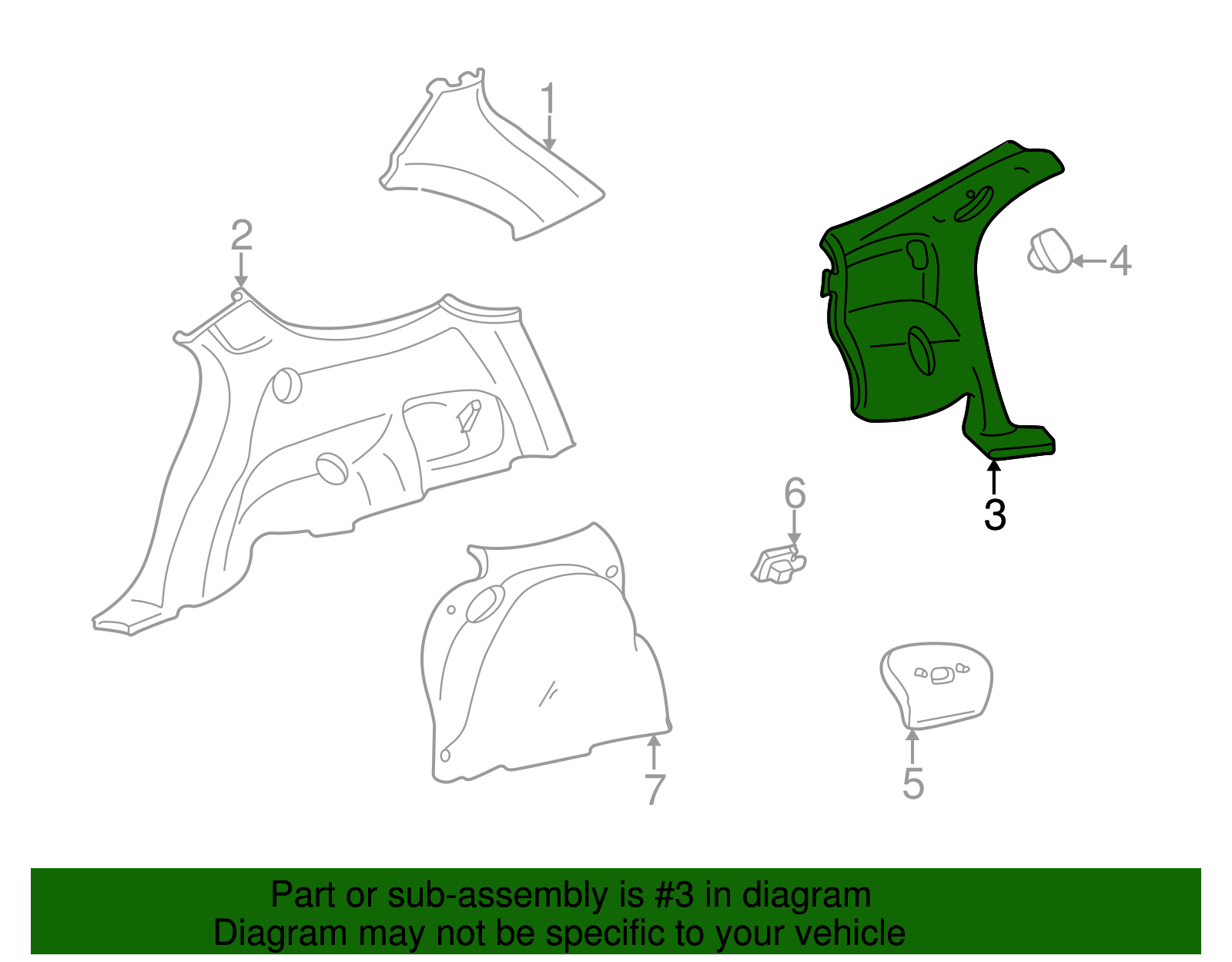 Quarter Trim Panel - Ford (YF1Z-7431013-BBB)