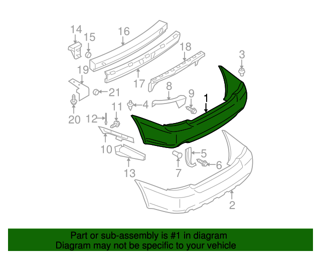 20052007 Subaru Legacy Rear Bumper Facia, VIN Required, NOTE Parts available for Pick UP in CT