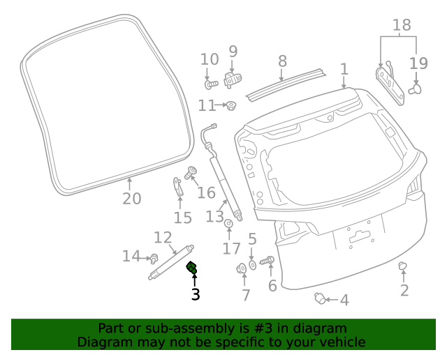 20182023 GMC Terrain Liftgate Adjust Bumper 84358058