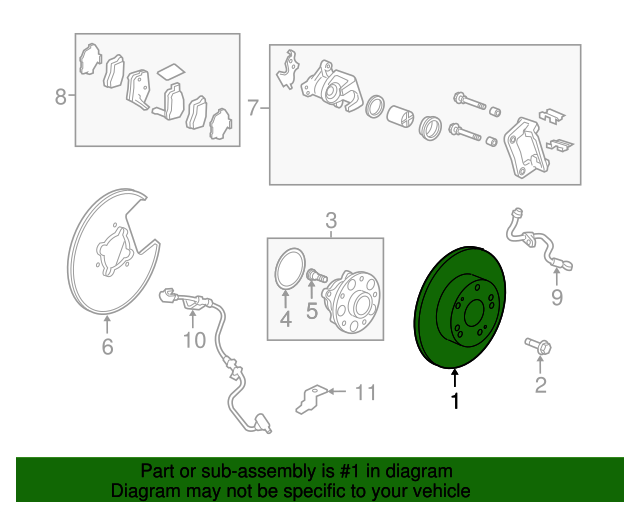 42510TA0A02 Disk Rear Brake 20052012 2014 2017 Honda Accord