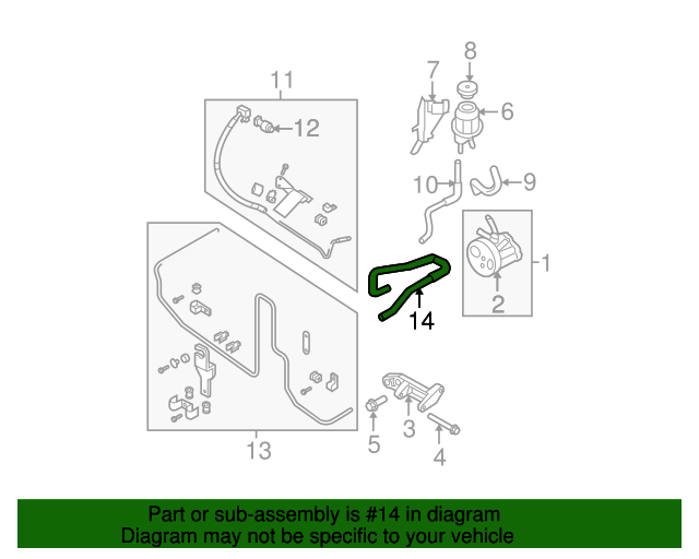 20052019 Nissan Power Steering Return Hose 49725EA000 Nissan Parts Plus