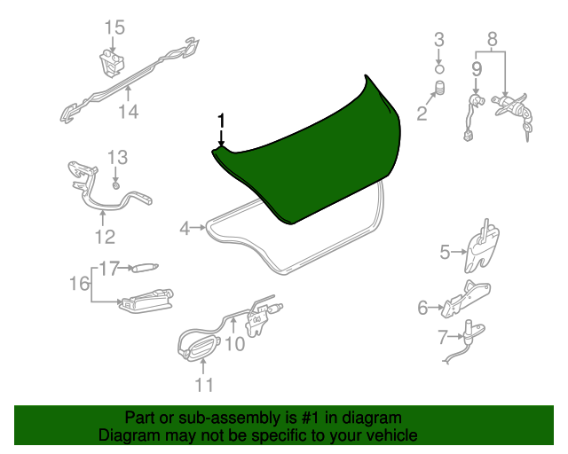 20012003 Hyundai Elantra Trunk Lid 692002D060 QuirkParts