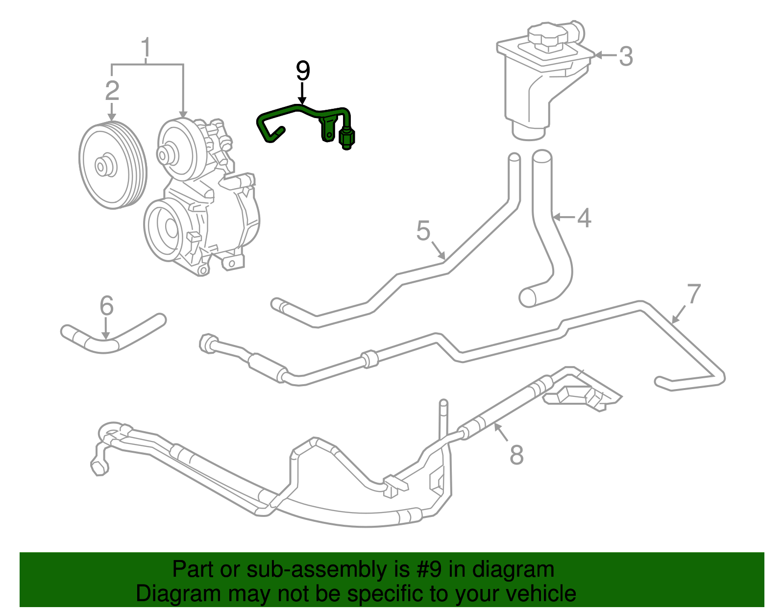 Power Steering Pressure Hose - Ford (XW4Z-3A719-AA)