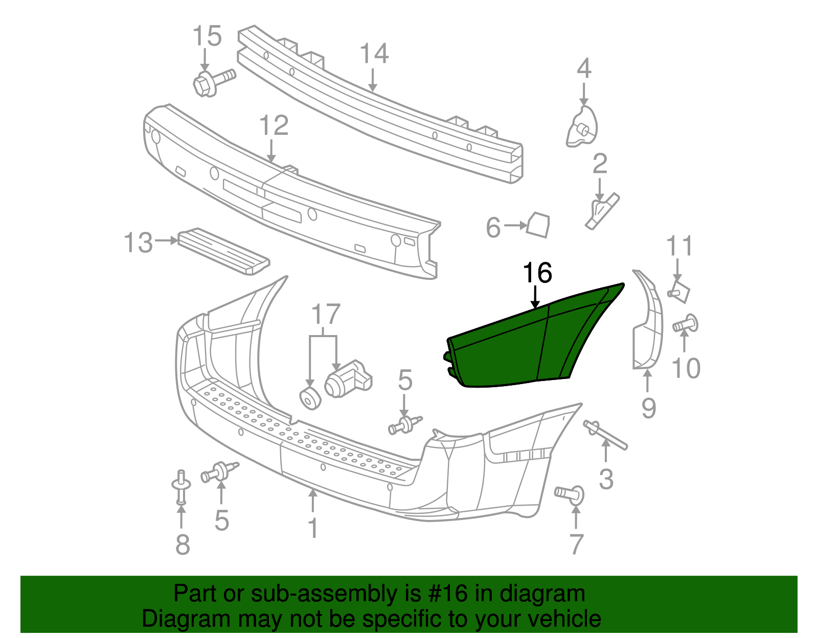 Molding, Rear Bpr Fascia Otr Upper R.H (Saturn) - GM (12336014)