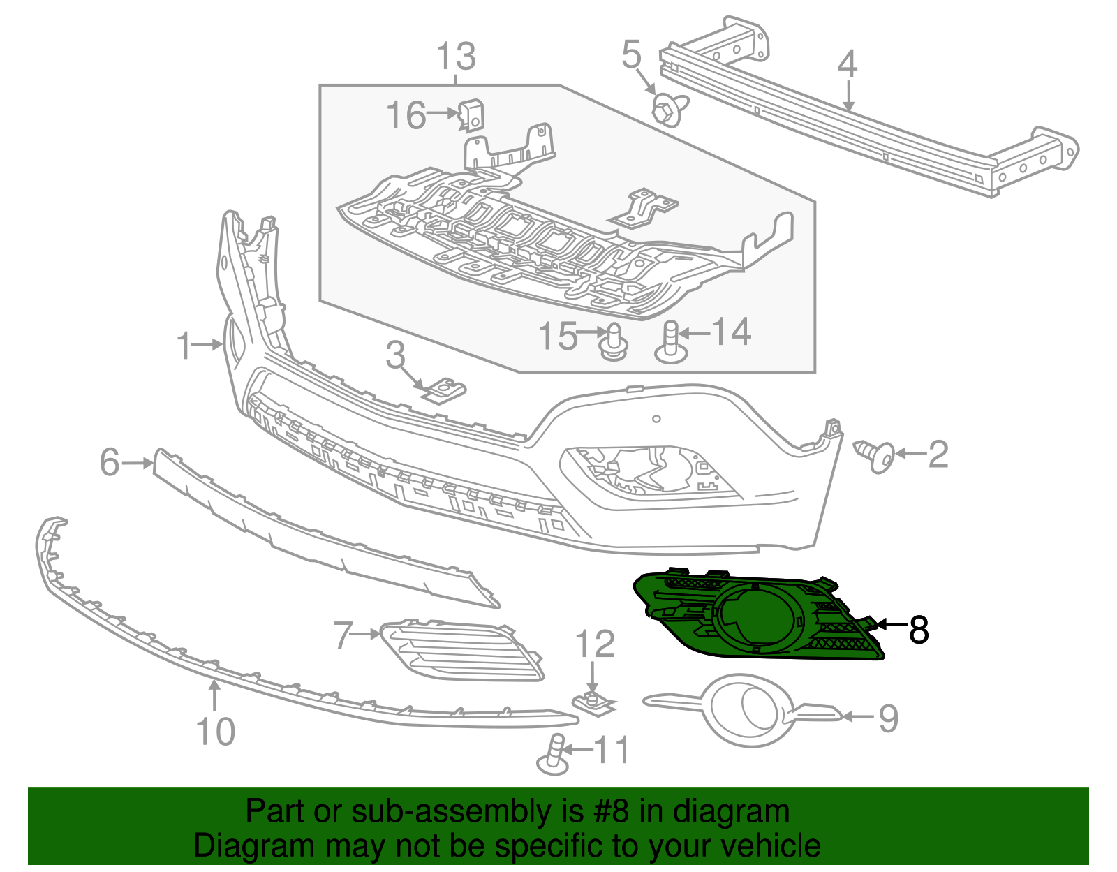 Front Driver Side Fog Lamp Cover - GM (95470236)