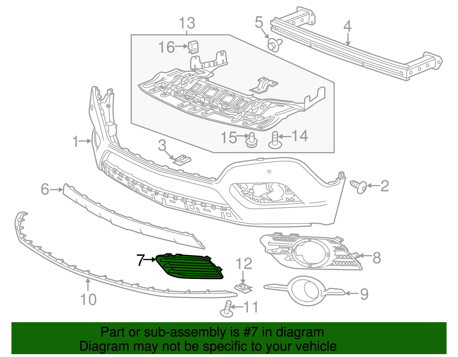 Passenger Side Front Fog Lamp Bezel - GM (95470235)