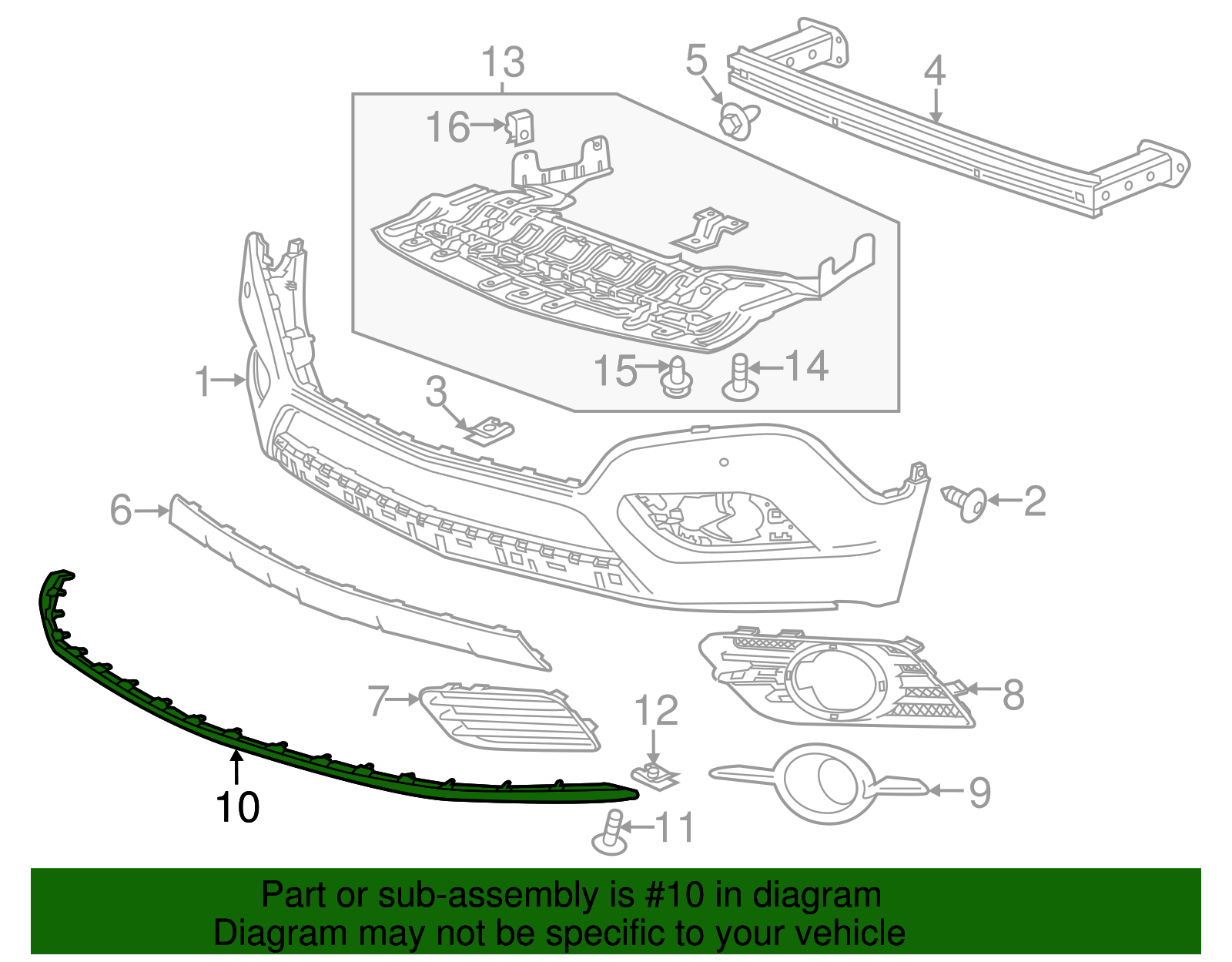 Front Bumper Fascia Air Deflector - GM (95021807)